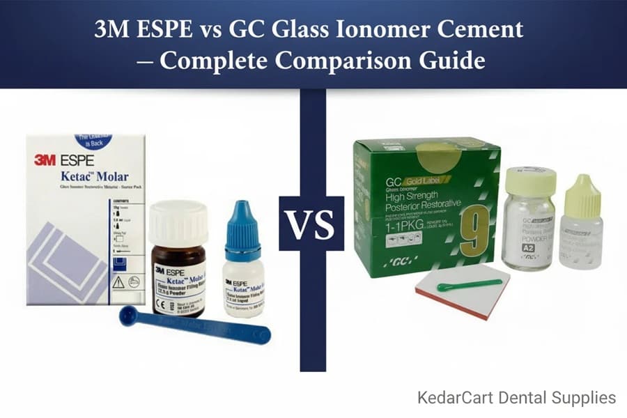 Comparison of 3M ESPE and GC glass ionomer cements for dental restorations.