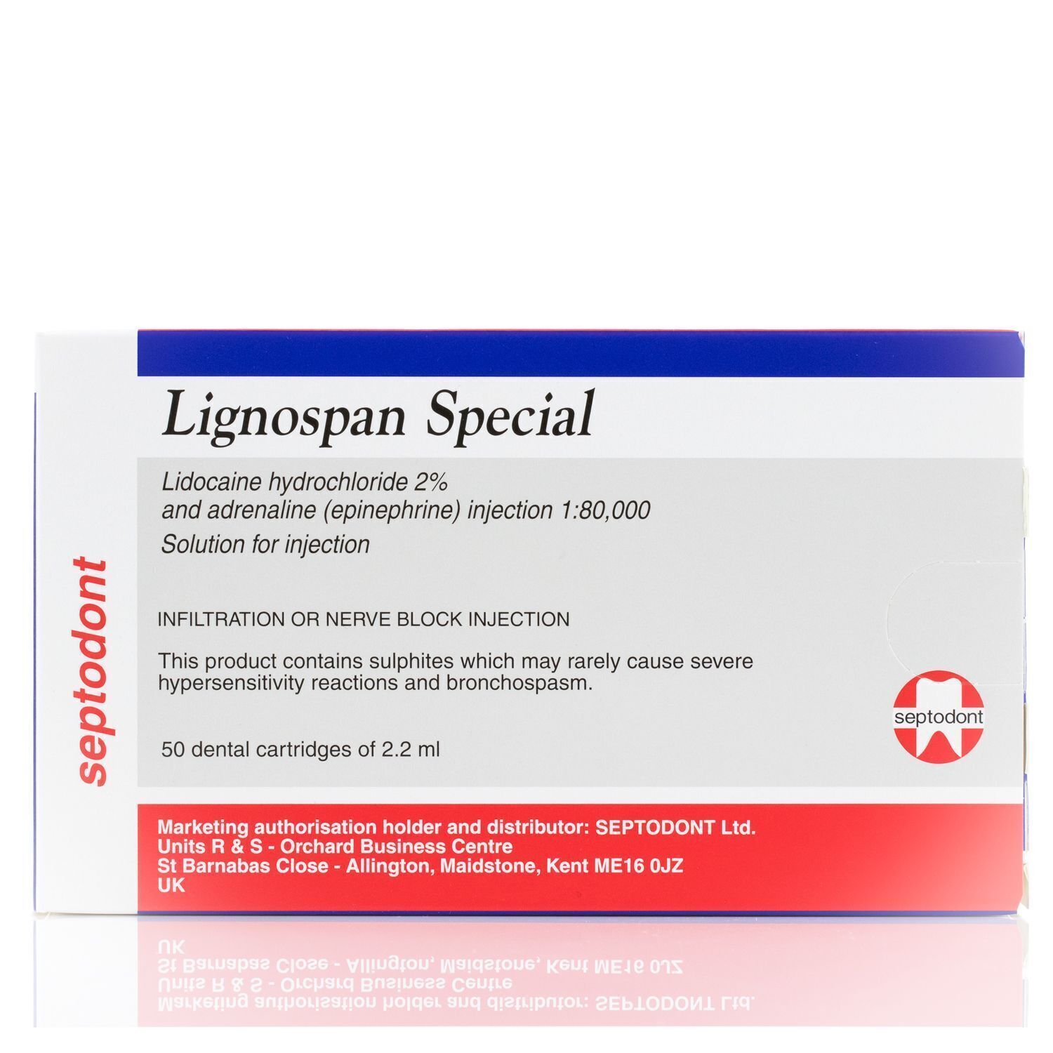 Septodont Lignospan Special 1:80000 dental anesthetic cartridges