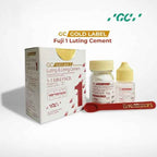 GC Fuji 1 Gold Label Luting Cement – Complete Mini Pack with Box, 15g Powder Jar, Liquid Bottle and Red Spatula
