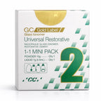 GC Gold Label Universal Restorative Glass Ionomer Cement 1-1 Mini Pack Shade 2 Box for Dentists – Powder 10g and Liquid 7g 5.5mL Radiopaque GIC for Class I to V Restorations by GC Corporation Tokyo Japan
