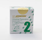 GC Gold Label Universal Restorative Glass Ionomer Cement 1-1 Mini Pack Shade 2 Pale Yellow Box for Dental Professionals – Powder 10g and Liquid 7g 5.6mL Radiopaque GIC by GC Corporation Japan
