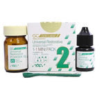 GC Gold Label Universal Restorative Glass Ionomer Cement 1-1 Mini Pack Shade 21 Pale Yellow for Dentists – Powder 10g Jar and Liquid 7g 5.6mL Bottle with Green Measuring Spoon by GC Corporation Tokyo Japan
