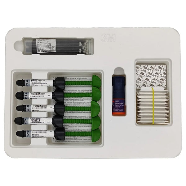 3M ESPE Z250 XT Composite Kit – Pack of 5 Nano Hybrid Syringes with Universal Bond for Anterior & Posterior Dental Use Globally