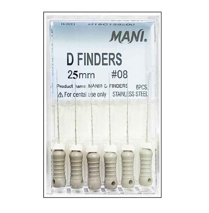 MANI D Finders – 25mm Length Stainless Steel Endodontic Hand Files Pack of 6

