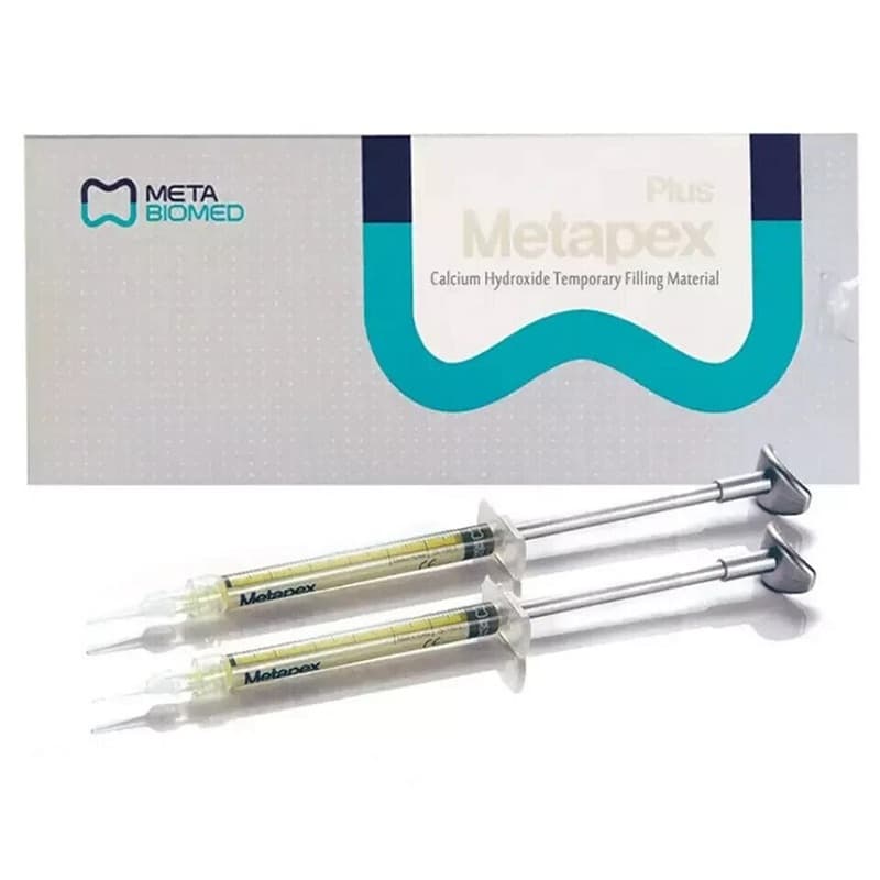 Meta Biomed Metapex Plus Calcium Hydroxide with Iodoform Root Canal Filling for Dental Professionals – 2 x 2.2gm Pre-Filled Syringes with Disposable Tips, Premixed Endodontic Intracanal Medicament by Meta Biomed South Korea
