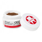 Septodont Alveogyl 10g – Open Jar Showing Brown Haemostatic Paste for Dry Socket Treatment, CE 0459 Certified Alveolar Dressing
