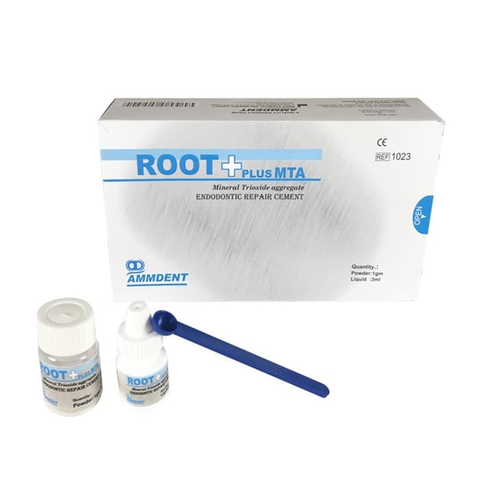 Ammdent Root Plus MTA Mineral Trioxide Aggregate Endodontic Repair Cement 1gm for Dentists – Box with Powder 1gm Vial Liquid 3ml Bottle and Blue Measuring Scoop REF 1023 by Ammdent India
