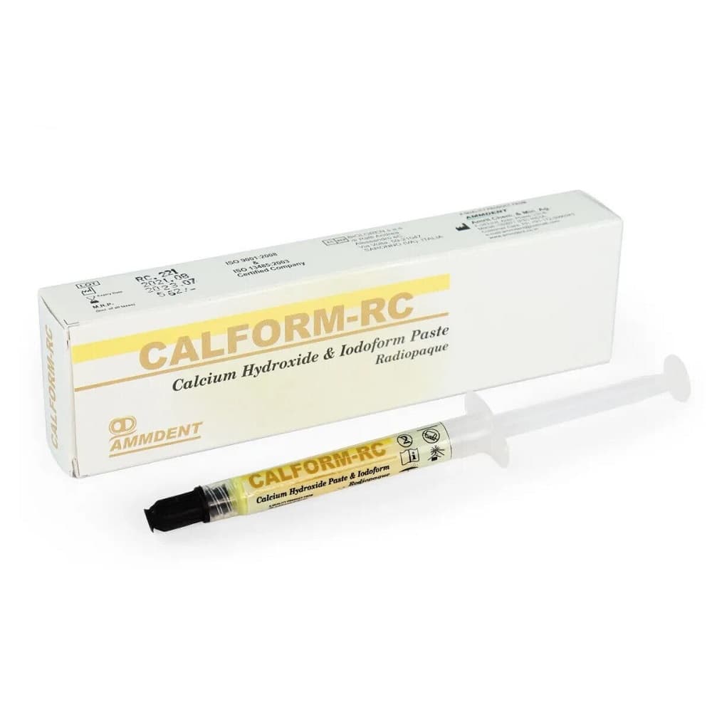 Calcium Hydroxide Iodoform Paste Ammdent Calform-RC – 4g Syringe Radiopaque Root Canal Filling
