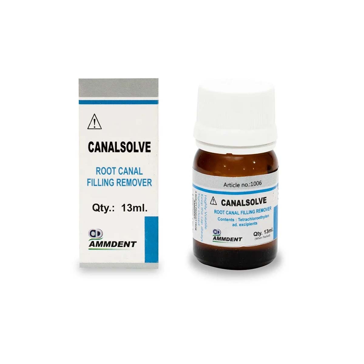 Ammdent Canalsolve Root Canal Filling Remover 13ml – Front view of product box with brand logo