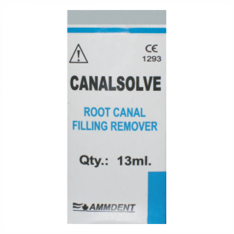Ammdent Canalsolve 13ml bottle with packaging box – Complete product view, Article No. 1006