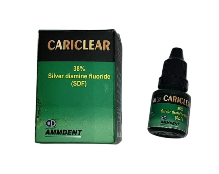Ammdent Cariclear 38% SDF 5ml by Ammdent India – cariostatic dental solution for professional use in dental clinics, hospitals, and pediatric dental practices worldwide
