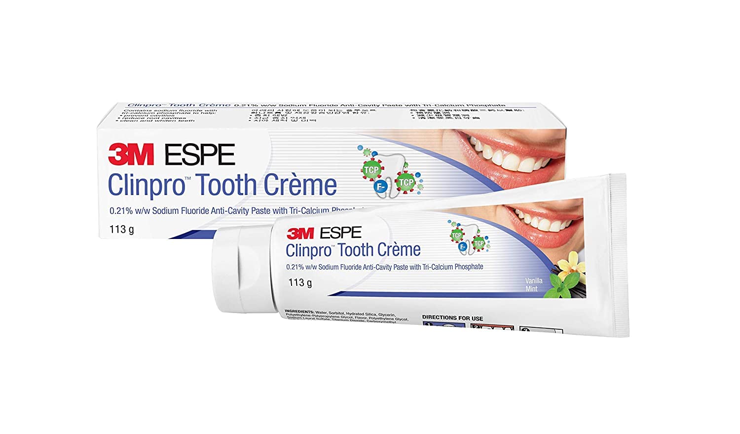 3M ESPE Clinpro Tooth Crème 113g tube – 0.21% Sodium Fluoride Anti-Cavity Paste with Tri-Calcium Phosphate
