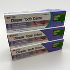 Three stacked boxes of 3M ESPE Clinpro Tooth Creme 113g, vanilla mint