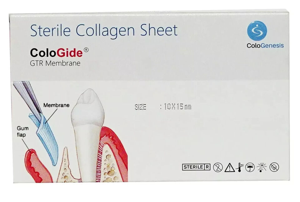 ColoGide sterile collagen sheet 10x15mm guided bone regeneration GBR membrane
