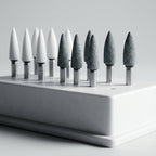 Shofu Composite Finishing Kit – white polishing burs and grey finishing burs side by side