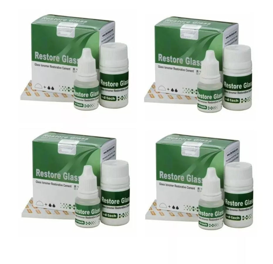 Restore Glass dental glass ionomer restorative cement kit with powder and liquid bottles