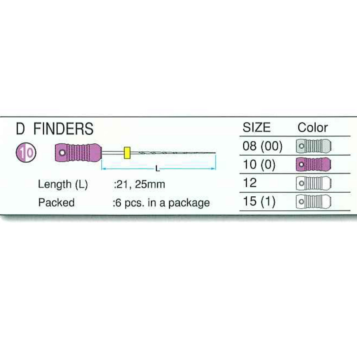 MANI D Finders #10 25mm Stainless Steel Root Canal Files – Pack of 6