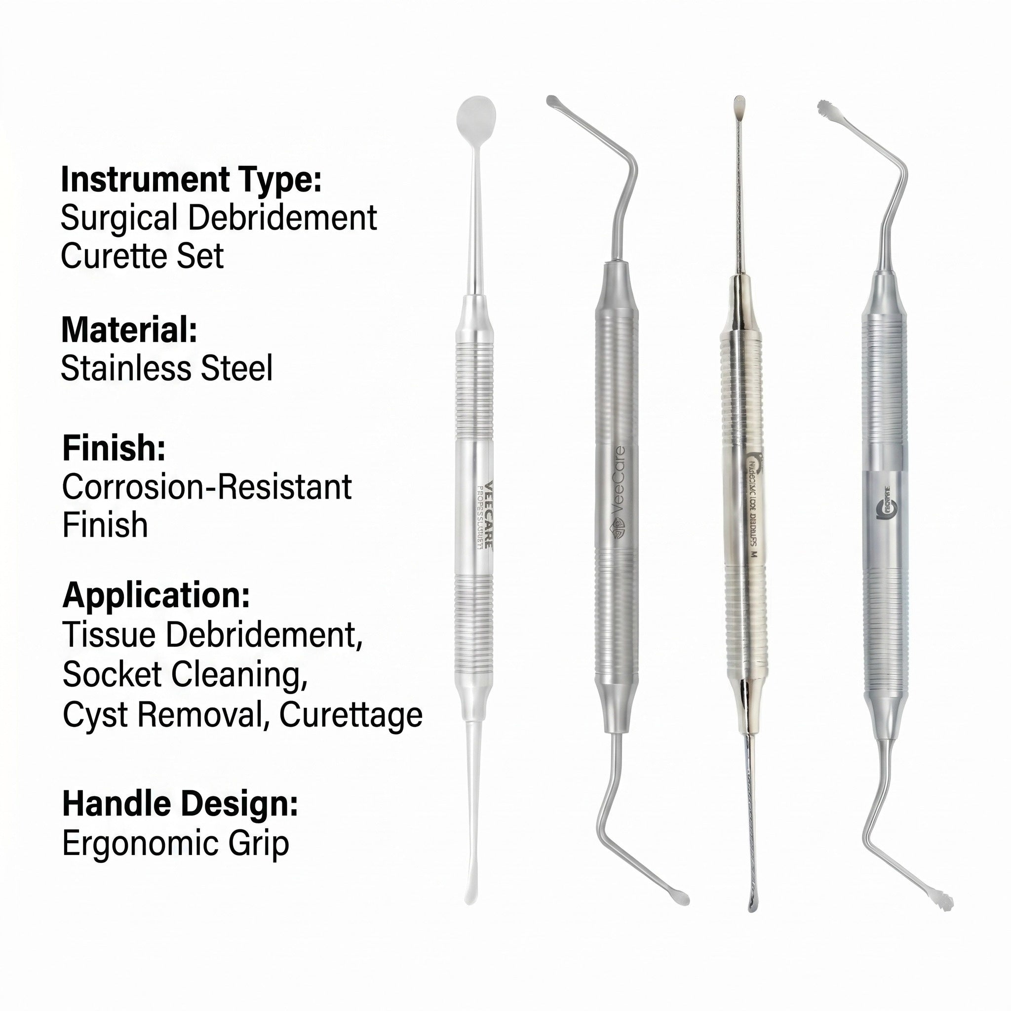 VeeCare Debridement Curette – Specialized Tips for Precise Root Planing and Tissue Removal