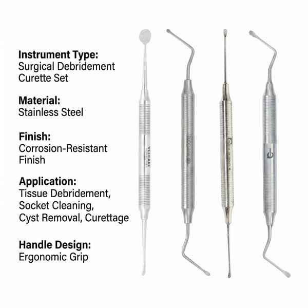 VeeCare Straight Lucas Curette Socket Cleaning Curettage Oral Surgery Instrument

