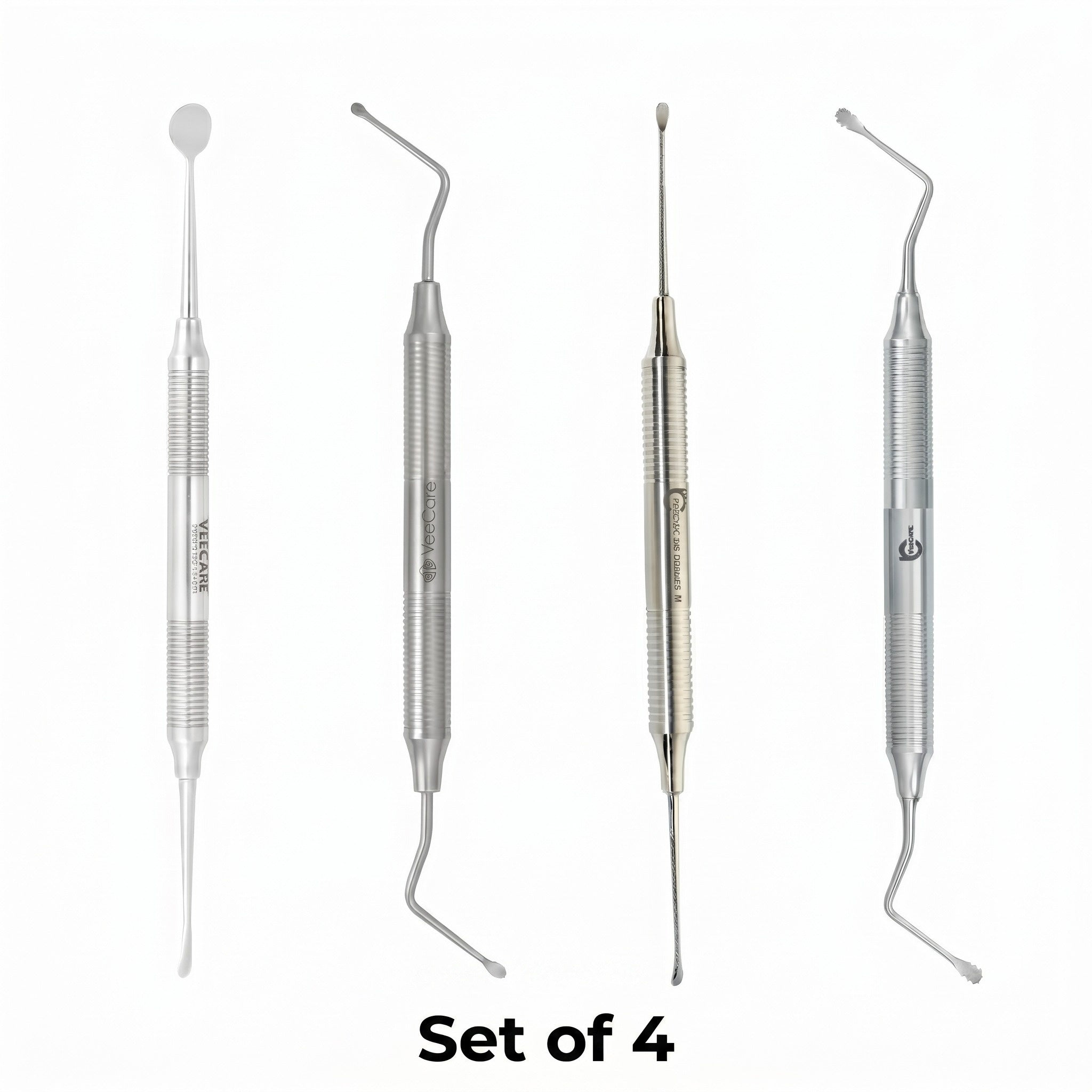 VeeCare Complete Surgical Debridement Curette Set of 4 – Premium Stainless Steel Periodontal Instruments