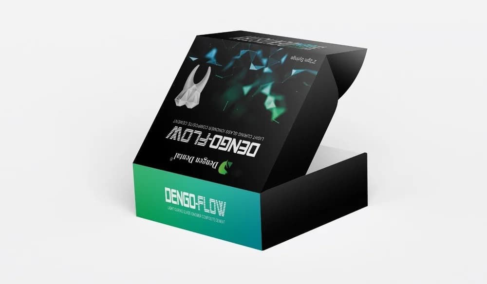 Dengoflow Flowable Composite packaging box angled view – Dengen Dental Light Cure Dental Material