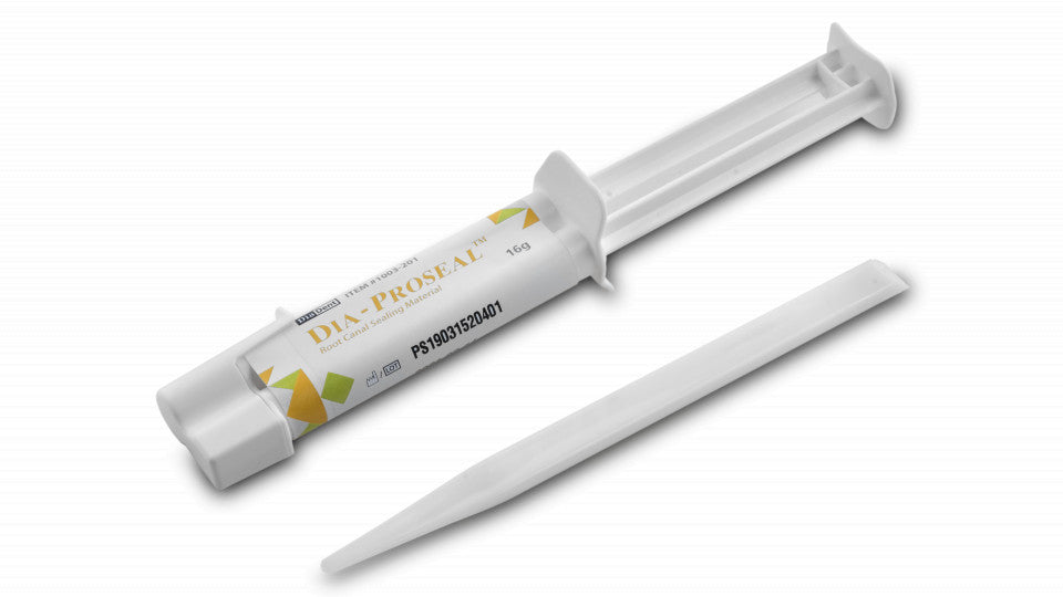 Diadent Dia-Proseal epoxy resin root canal sealer syringe close-up view
