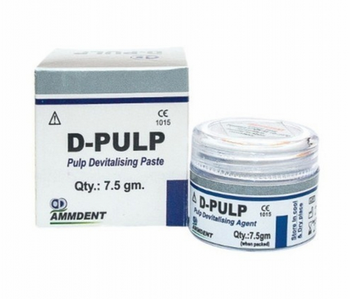D-PULP dental pulp devitalising paste box front view white and purple packaging