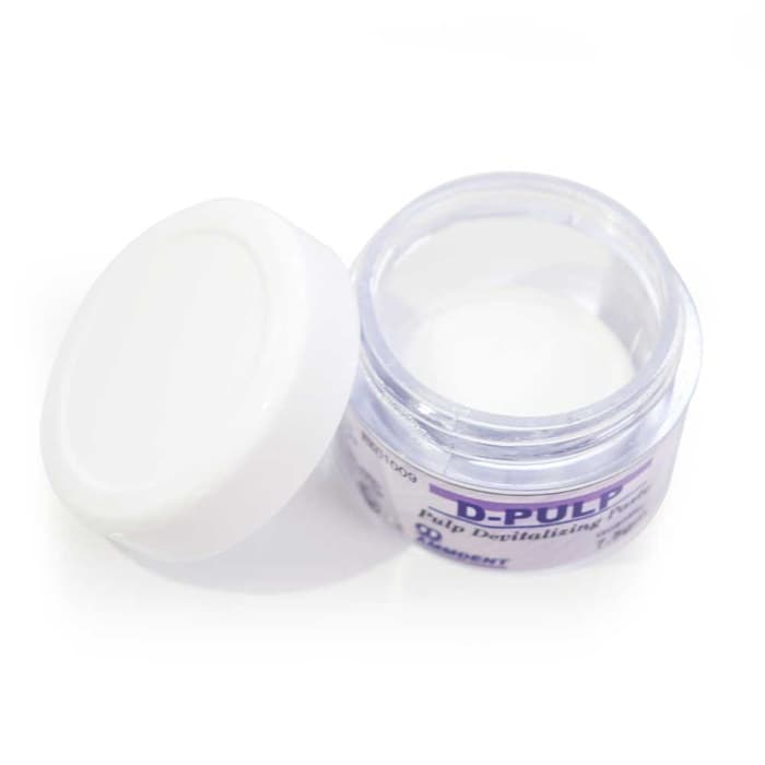 Ammdent D-PULP Pulp Devitalising Paste 7.5gm Open Jar Showing White Paste Consistency for Dental Professionals – Paraformaldehyde-Based Thick Paste for Endodontic Pulp Devitalisation by Ammdent India
