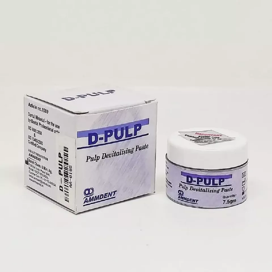 D-PULP Pulp Devitalising Paste by Ammdent dental endodontic material box packaging