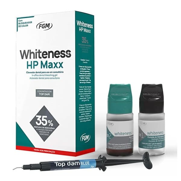 FGM Whiteness HP Maxx 35% complete whitening kit – hydrogen peroxide gel with neutralizing gel for professional dental whitening in clinics and hospitals worldwide
