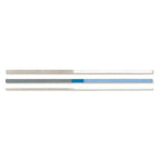 3M ESPE Sof-Lex Finishing Strips individual strip view – showing center gap and dual abrasive grit zones in grey and blue color coding
