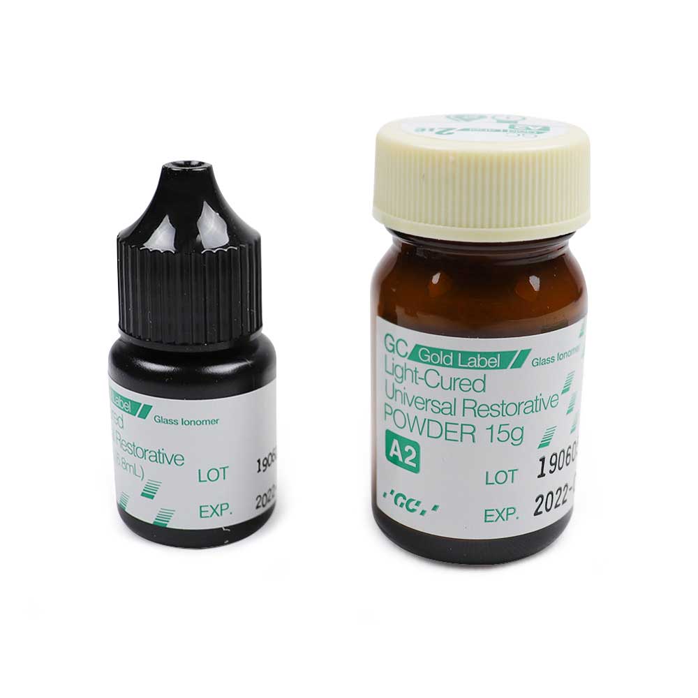 GC Gold Label 2 LC Restorative Kit – Black Box with Powder Bottle Liquid Bottle and Mixing Pad for Anterior Posterior Restorations