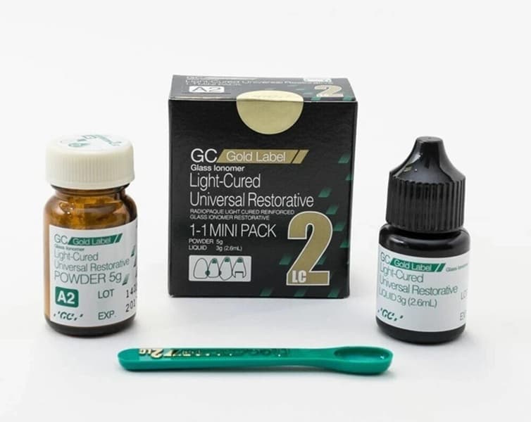 GC Gold Label Light-Cured Universal Restorative LC 2 Glass Ionomer Cement for Professional Dental Restorations in Clinics and Hospitals


