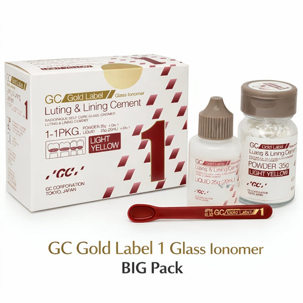 GC Gold Label 1 Radiopaque Self-Cure Glass Ionomer Luting Lining Cement 35g Powder 25ml Liquid by GC Corporation Japan