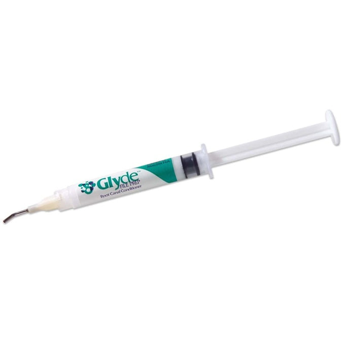 Dentsply Glyde File Prep Root Canal Conditioner – Single Syringe with Curved Metal Endodontic Tip Attached, EDTA Chelating Agent for Root Canal Instrumentation
