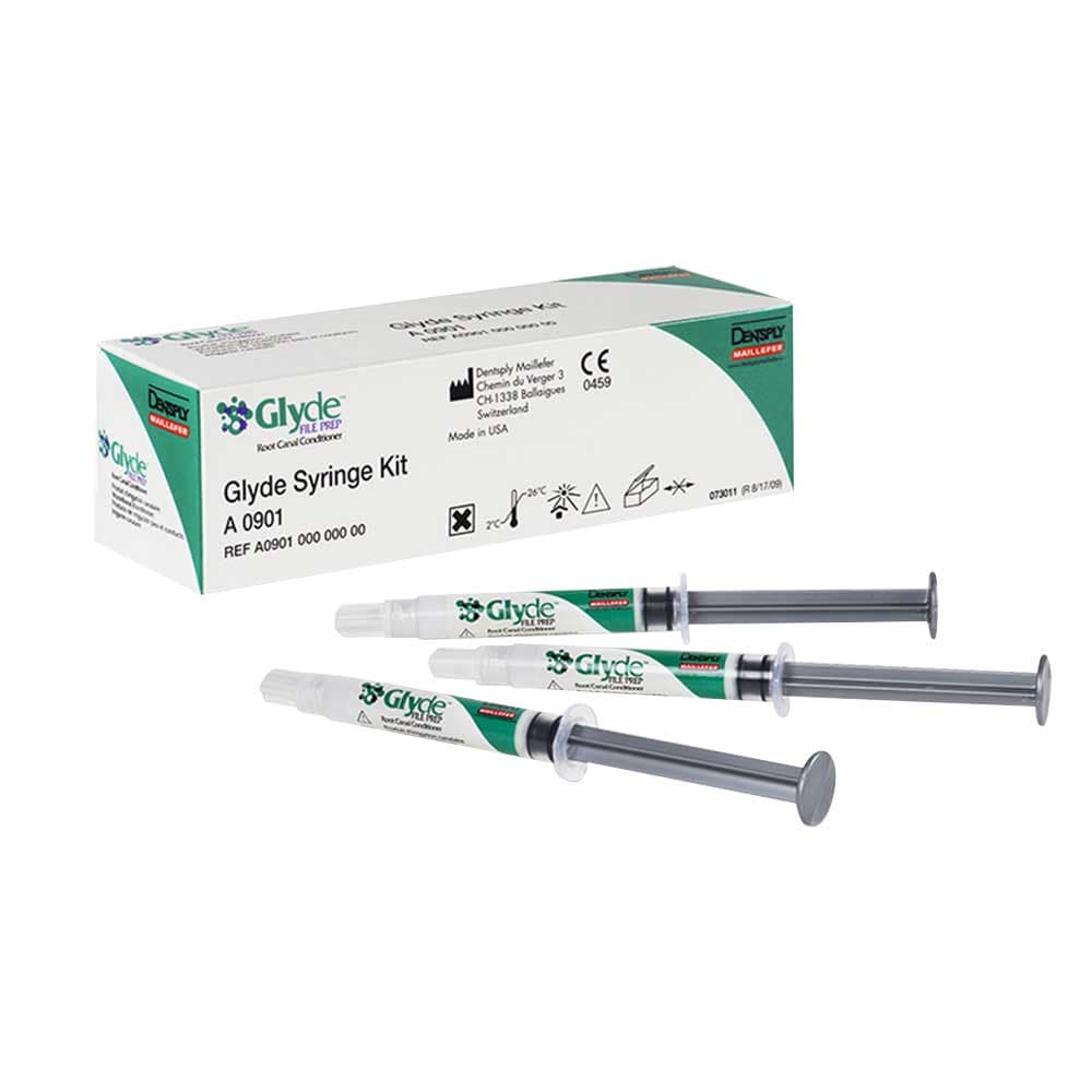 Dentsply Maillefer Glyde File Prep Root Canal Conditioner – Glyde Syringe Kit A0901, 2 Syringes with Box, CE 0459 Certified, Made in USA, Endodontic EDTA Lubricant
