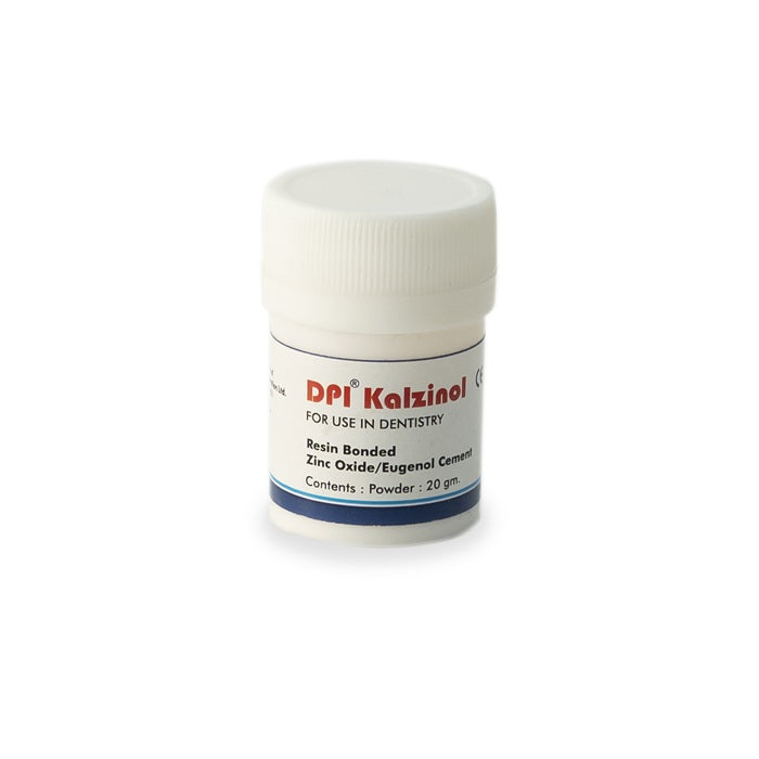 DPI Kalzinol Zinc Oxide Eugenol Dental Cement Powder Jar 20g for Dentists – Resin Bonded ZOE Dental Cement Powder Component for Temporary Cavity Filling and Pulp Capping

