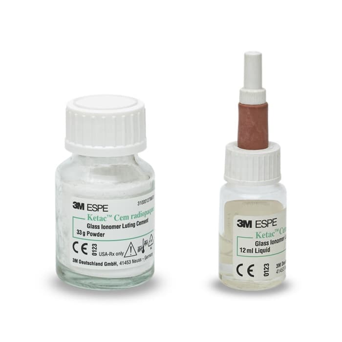 Ketac Cem 3M ESPE 33g Powder Jar and 12ml Liquid Bottle – Radiopaque Glass Ionomer Luting Cement Set
