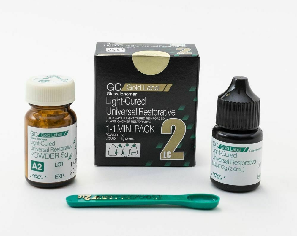 GC Gold Label 2 LC Complete 1-1 PKG Kit – Powder Liquid Mixing Pad for Class I II III V Dental Restorations