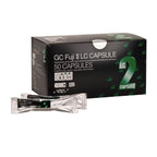 GC Fuji II LC Capsule close-up – chemical and light dual cure glass ionomer restorative with superior adhesion to enamel and dentin by GC Corporation Japan
