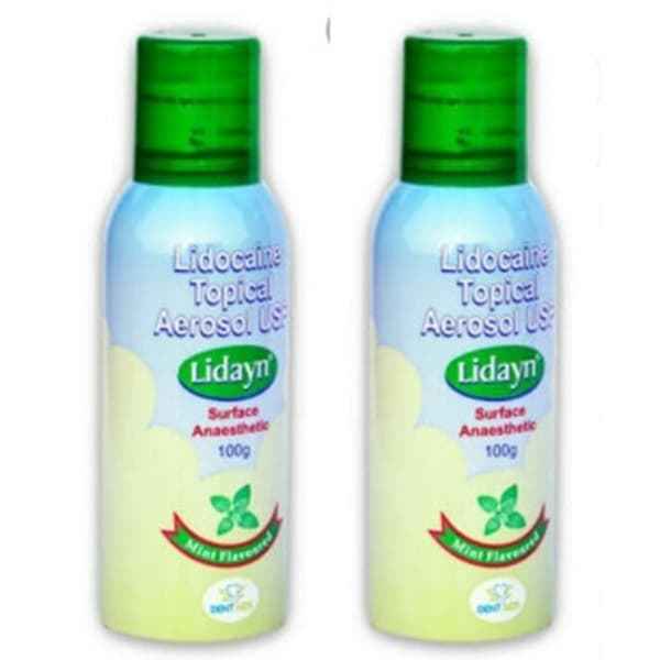 Lidayn surface anaesthetic spray mint flavoured 100g metallic canister for dental procedures