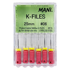 Mani Endodontic K-Files 25mm Stainless Steel – Color Coded Root Canal Instruments