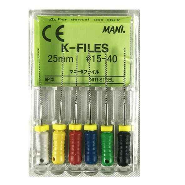 Mani K-Files Pack – 6 Pcs Stainless Steel Root Canal Files Multiple Sizes Available
