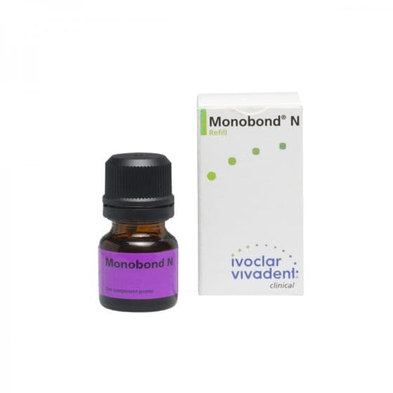 Ivoclar Vivadent Monobond N 5ml refill bottle and Ivoclar Vivadent Clinical box – universal dental primer for pretreatment of silicate ceramics, alumina oxide, zirconia, metal, and composite resin crowns, veneers, inlays, and bridges
