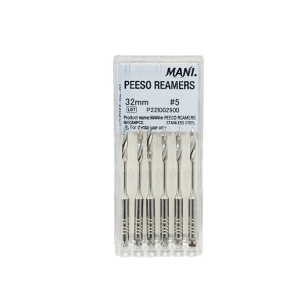 Peeso Reamers #1-6 32mm – Stainless Steel Endodontic Post Space Preparation Set for Root Canal Post Hole Drilling Worldwide