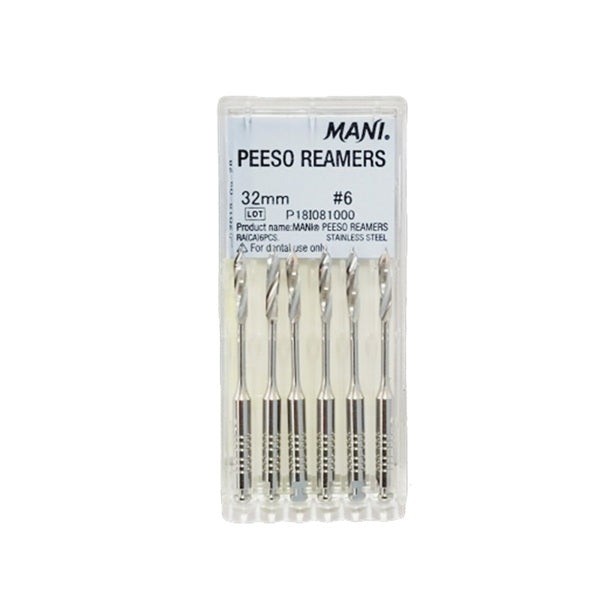 Peeso Reamers 32mm Set of 6 – Stainless Steel #1-6 Endodontic Reamers for Post Space & Root Canal Preparation Globally
