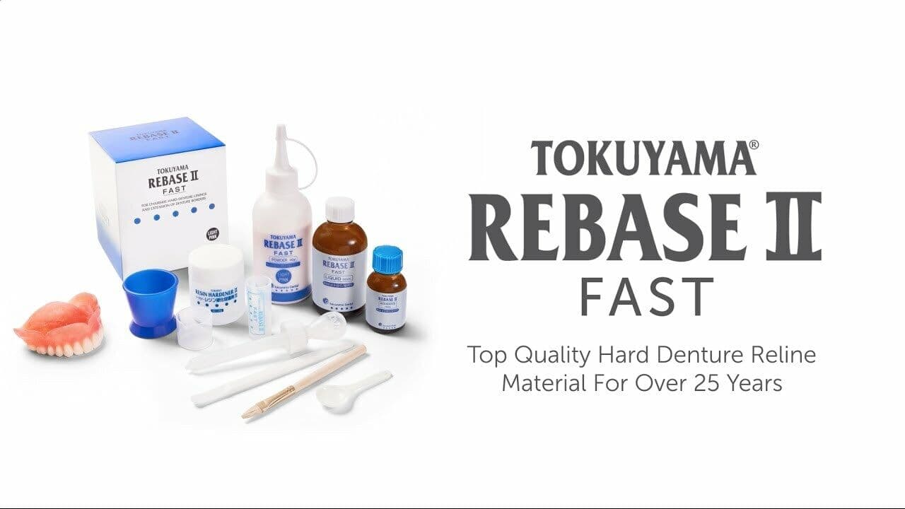 Rebase II Fast by Tokuyama – hard chairside denture relining and extension material for accurate fit restoration of complete and partial dentures worldwide
