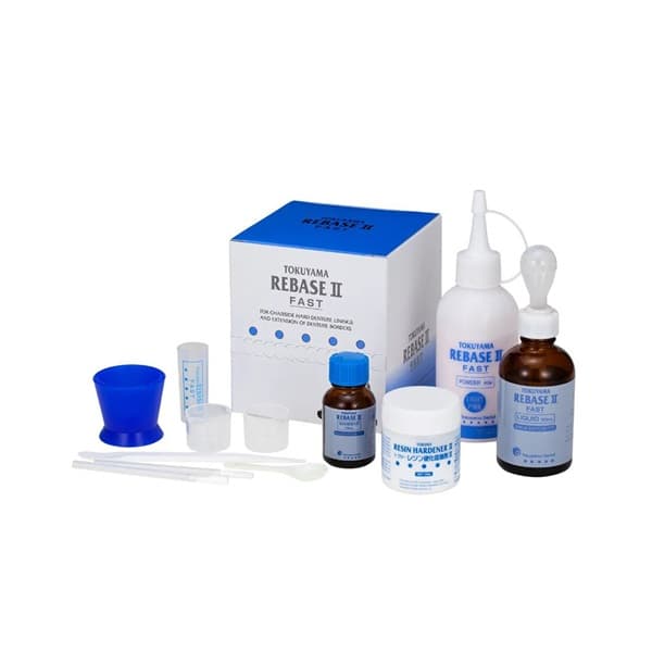 Tokuyama Rebase II Fast Denture Relining Kit – trusted fast-setting hard acrylic resin for chairside denture relining and extension by dental professionals worldwide
