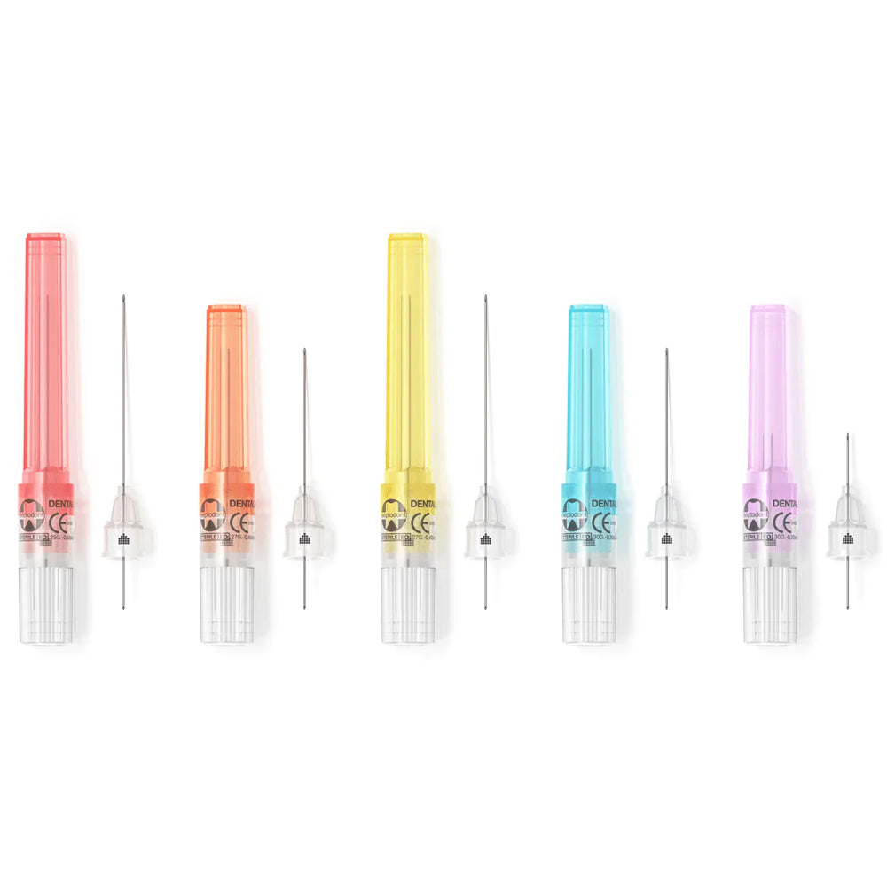 "Septodont Septoject 27G and 30G Needle Gauges – Colour-coded for Easy Identification in Dental Practice"