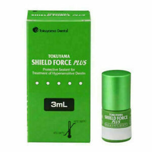 Tokuyama Shield Force Plus – close-up of 3mL bottle with green cap and product label